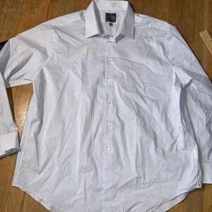 Madison Slim Fit Mens XXL Dress Shirt Blue Geometric Micro Print Long Sleeve‎
